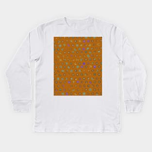 Petroglyph Sun Print, faded pattern on copper brown rust dark orange Kids Long Sleeve T-Shirt